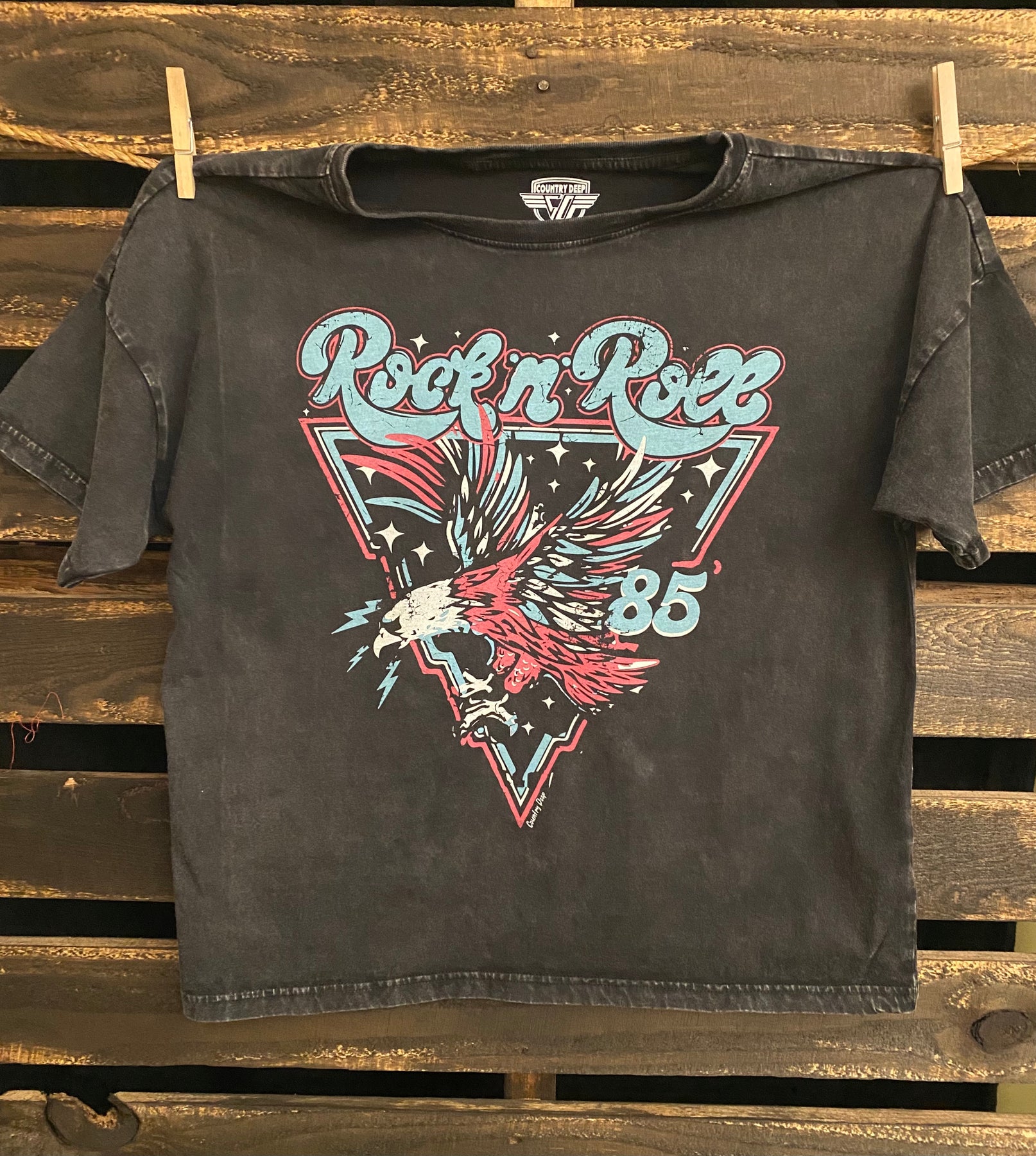 Rock N Roll 1985 Concert relaxed fit acid wash t shirt – Country Deep