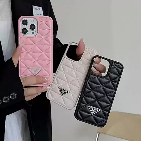 PRADA プラダ ピンクレザー風 iPhone12 12proケース 三角ロゴ
