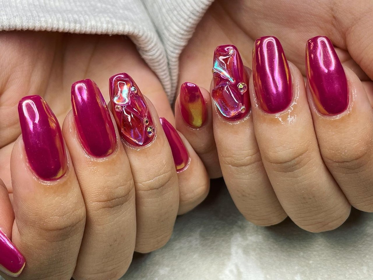 フェントン ラージ ピンクホブネイルオパルセントガラス ラウンド