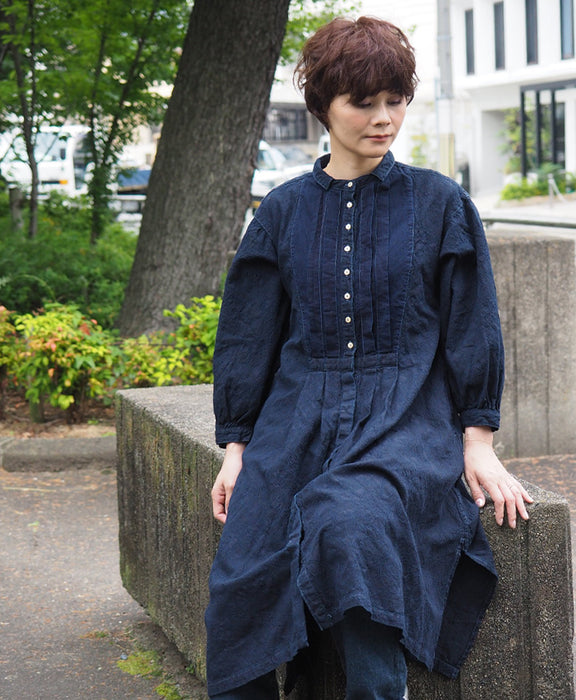 graphzero(グラフゼロ) プリーテッドワンピース インディゴ ペイズリー