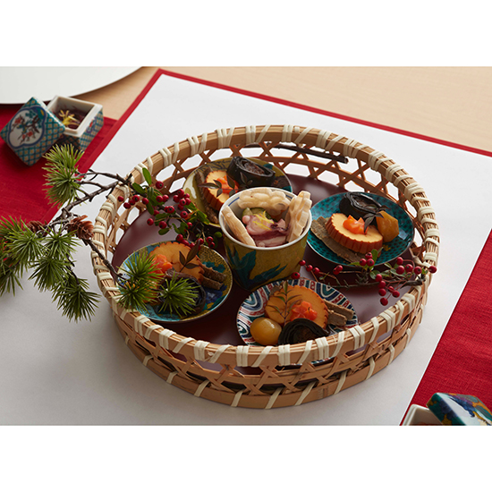 ALART]晒竹オードブル篭 丸敷板セット(尺0サイズ) | KOBUNSHA SELECT
