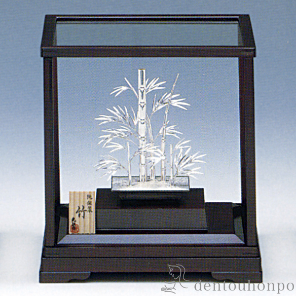 純銀製 竹 光則作 骨董 置物 アンティーク レトロ 純銀製 竹 彫刻 光則