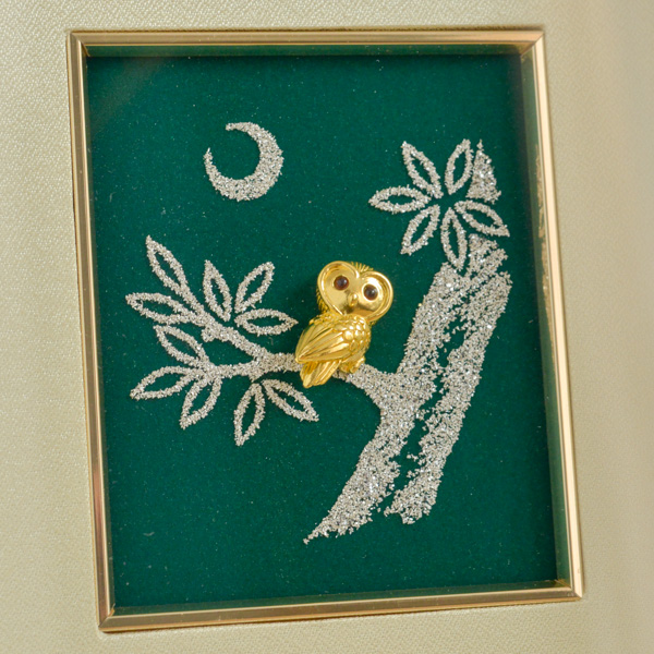 金 彫金 昭和レトロ 蘭の花金銅板彫刻 木製フレーム 額縁 アート