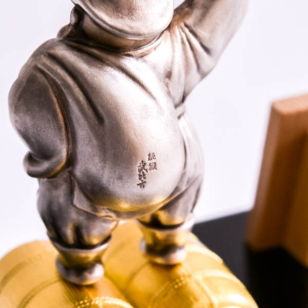 武比古作 純銀 恵比寿天 大黒天 宝船 置物 飾り物 縁起物 刻印有り