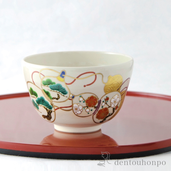 送料無料】 抹茶碗 金彩六瓢 / 抹茶碗 茶道具 茶器 お稽古用 抹茶