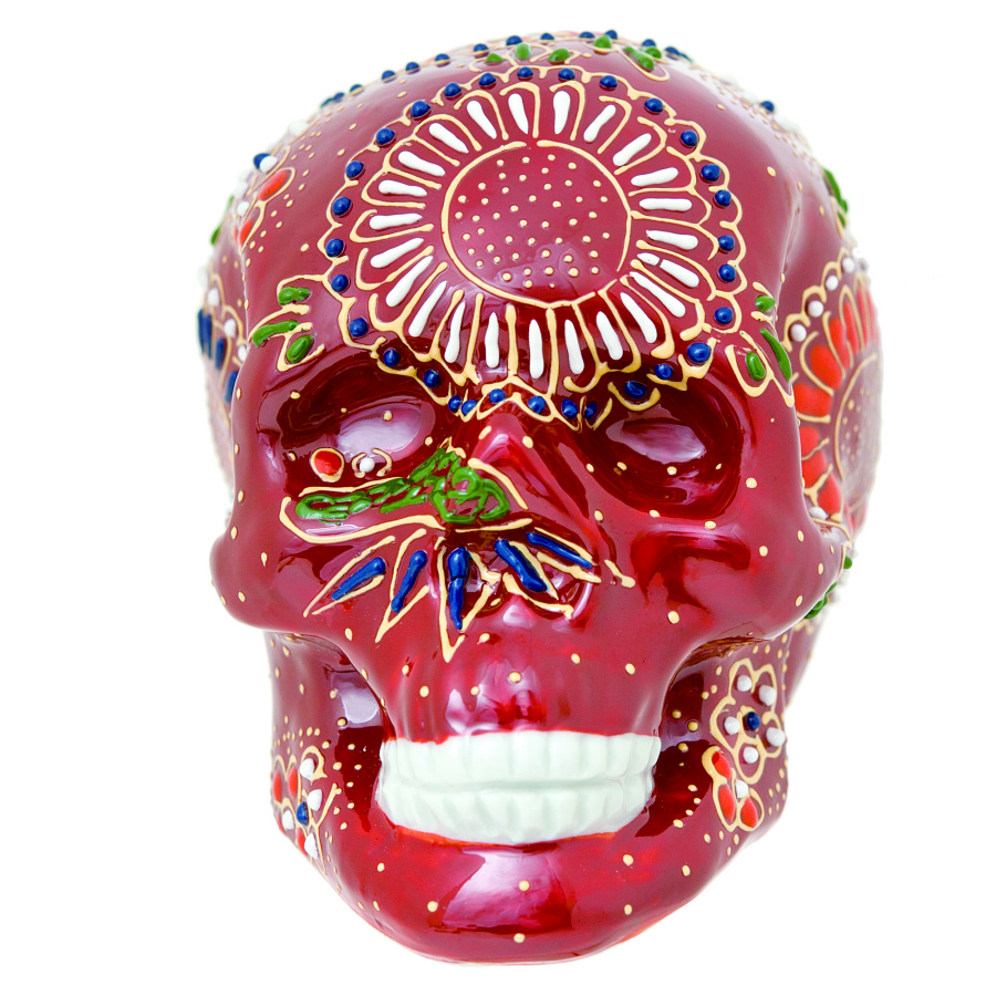 九谷焼SKULL～髑髏～ スカル小 でこ盛・赤 - 九谷焼 髑髏 ～SKULL