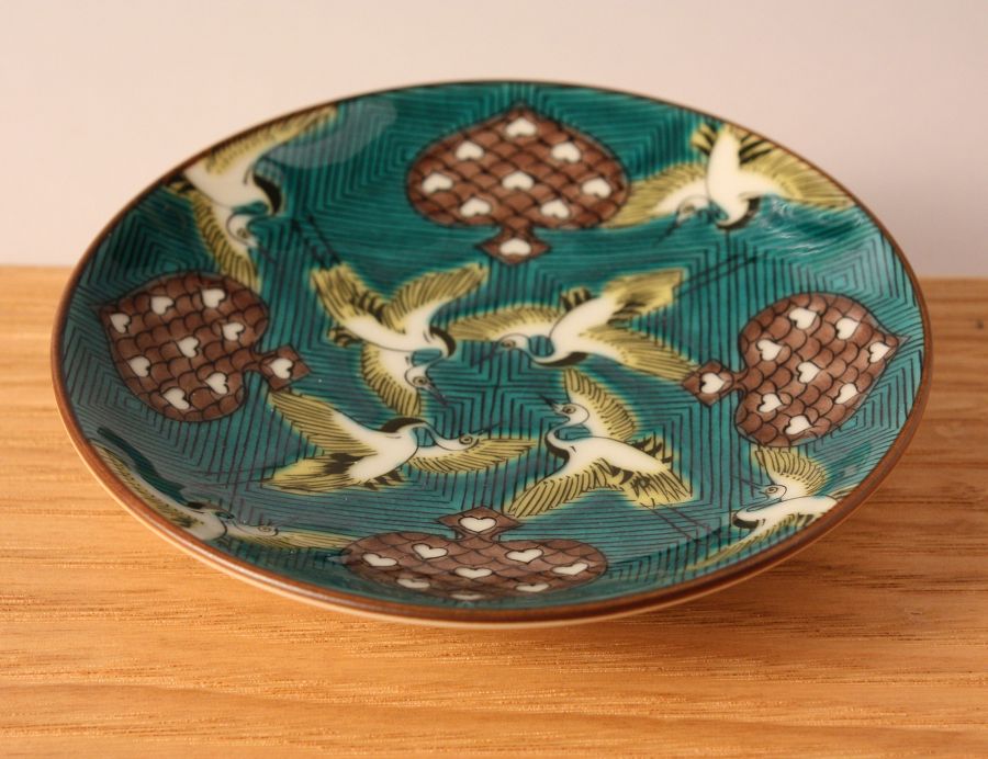 九谷焼 九谷勇峰 鶴 松 白山絵柄 飾り皿 九谷焼 勇峰？ 飾り皿 九谷焼「