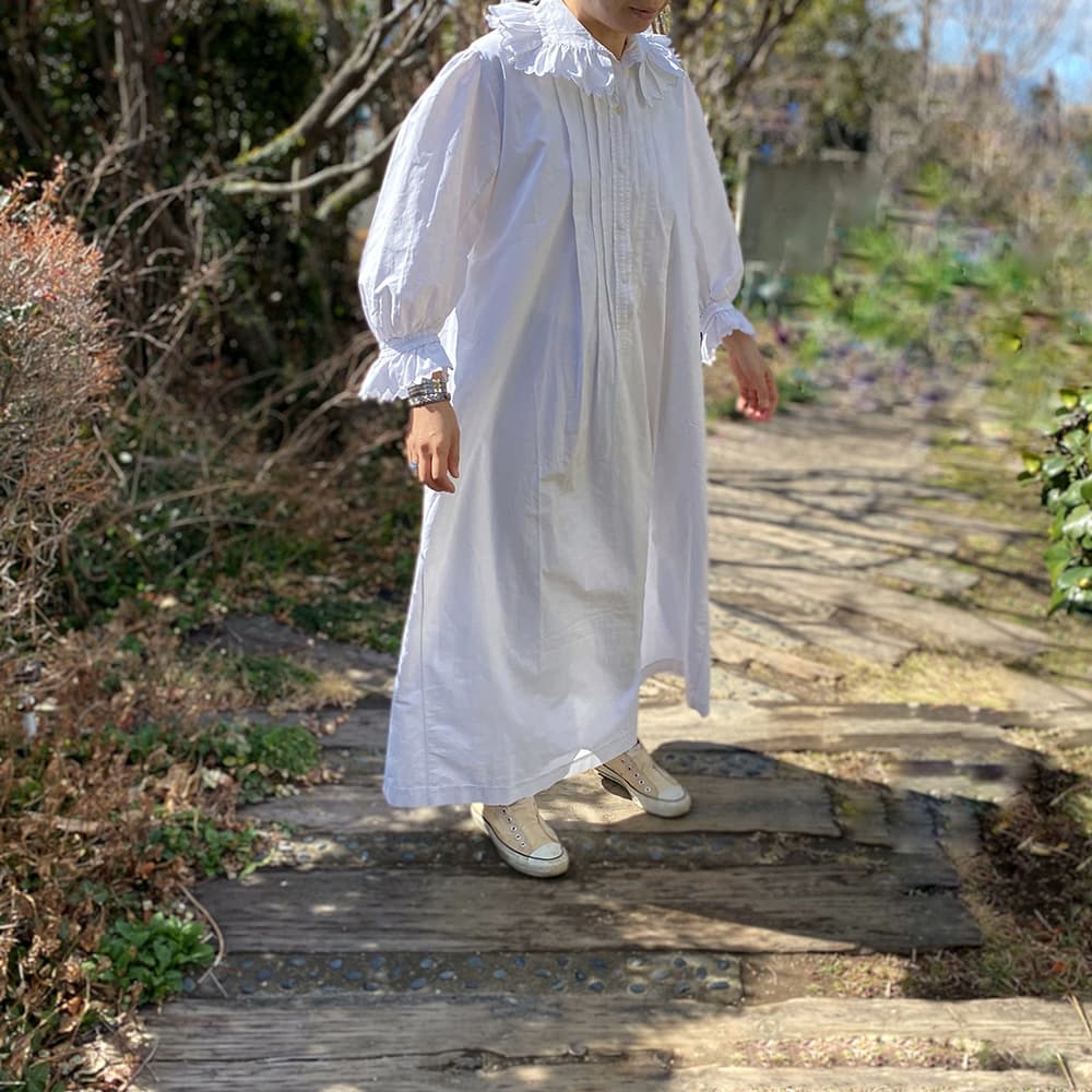 フレンチ アンティーク ワンピース*フランス ヴィンテージ 洋服レース