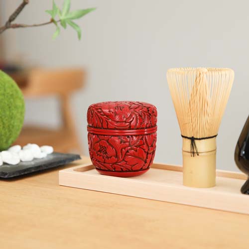 美品 村上堆朱 牡丹? 唐草 高 花台 レトロ アンティーク 伝統工芸品