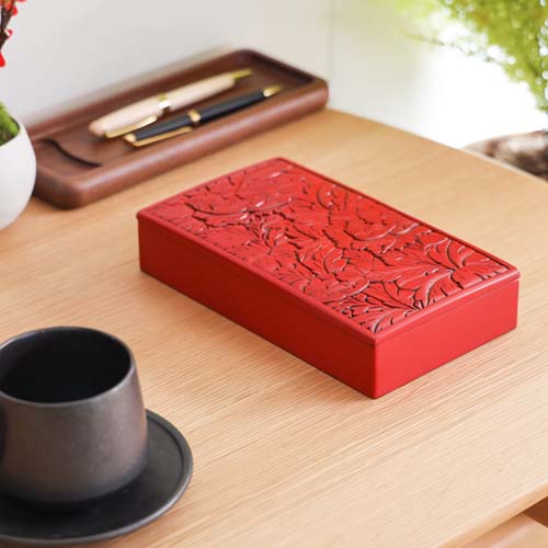 村上木彫堆朱 藤井漆工 はがき入れ 伝統工芸品 木製 小物入れ | MUKU工房