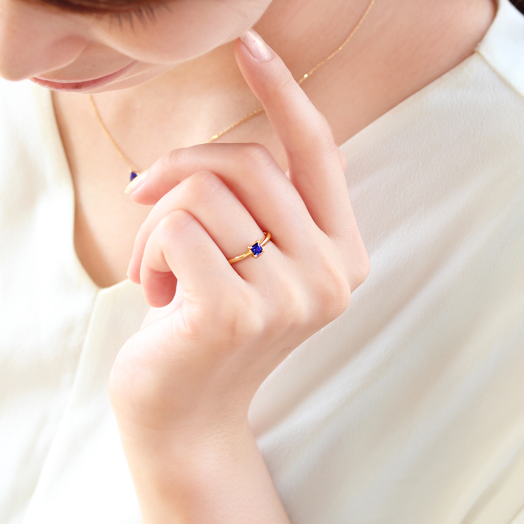 ビズー公式】ブルーサファイア K18(18金) PTリング セラム | 希少石