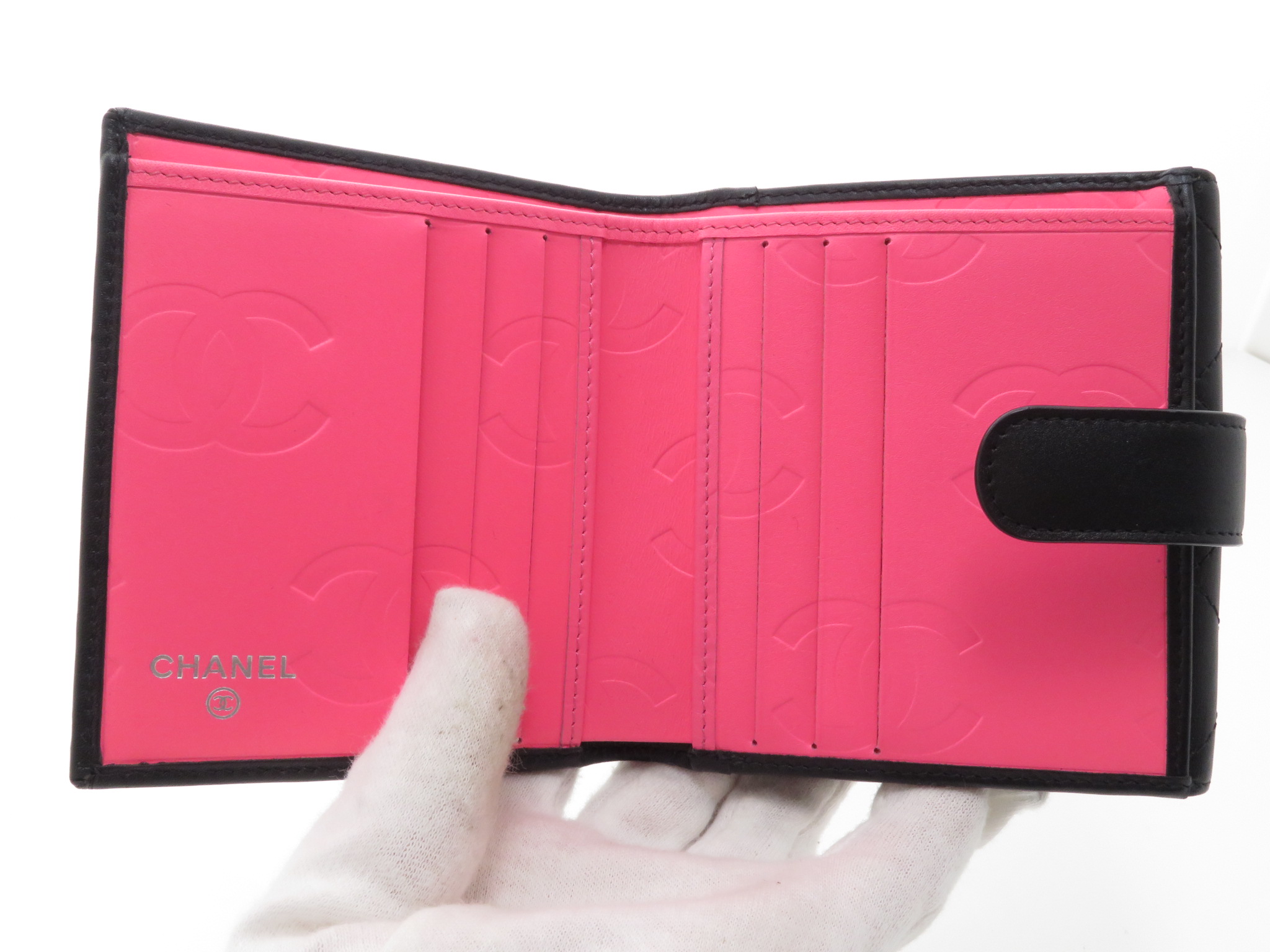 CHANEL シャネル 三つ折り財布 カンボンライン ブラック 2148103287626