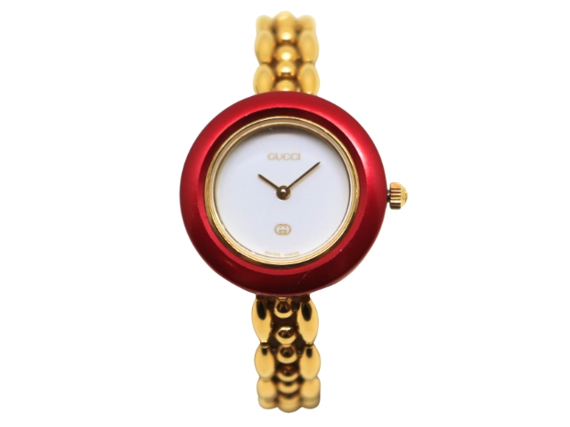美品・電池新品】GUCCI チェンジベゼル 6色 ゴールド 腕時計