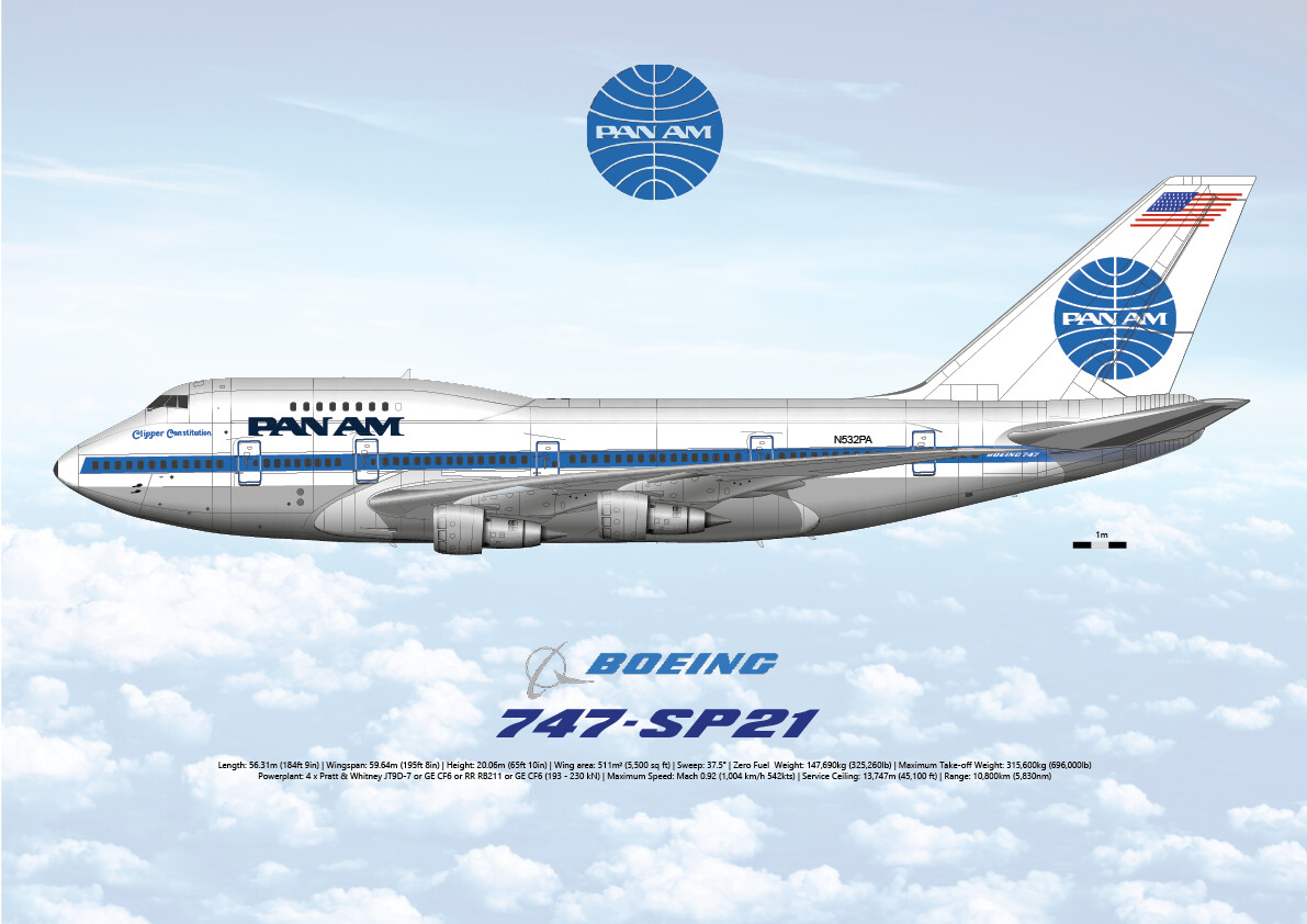 PAN AM ヴィンテージ 747SP 飛行機模型 社内展示用 全長55センチ！