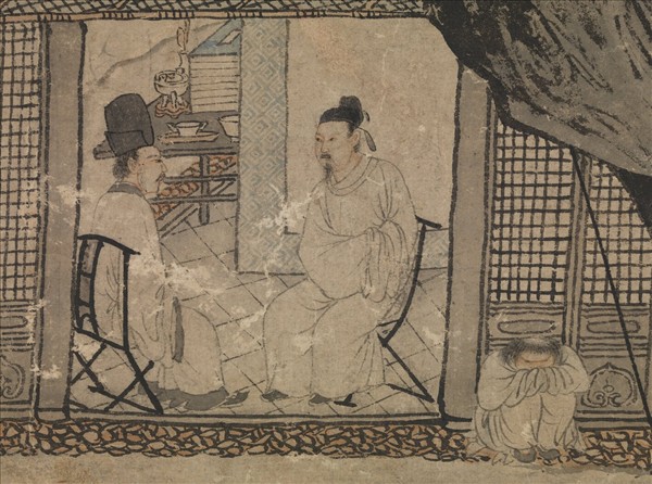 複製】明 唐寅『歩渓図』絹本掛軸 茶室掛 共箱 故宮博物院監製 山水