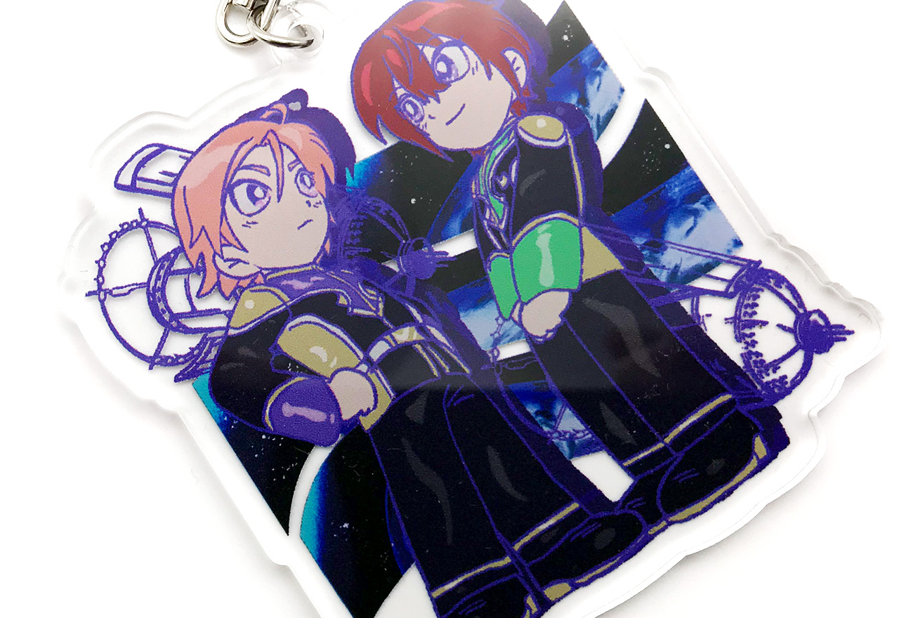 壮大な宇宙で見つめあうふたりを描いたキーホルダー | 同人グッズ.jp