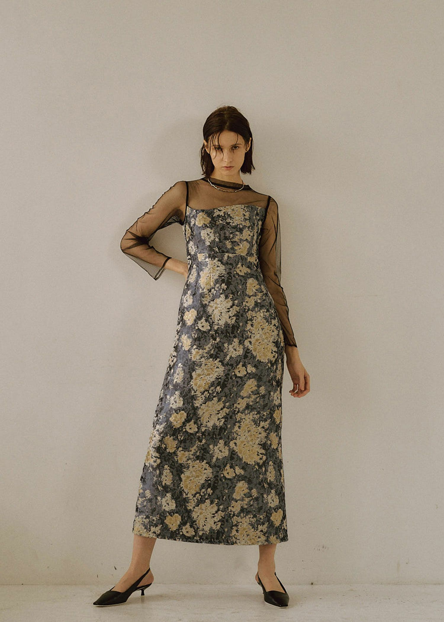 Meandering Jacquard pencil dress｜LE'RURE