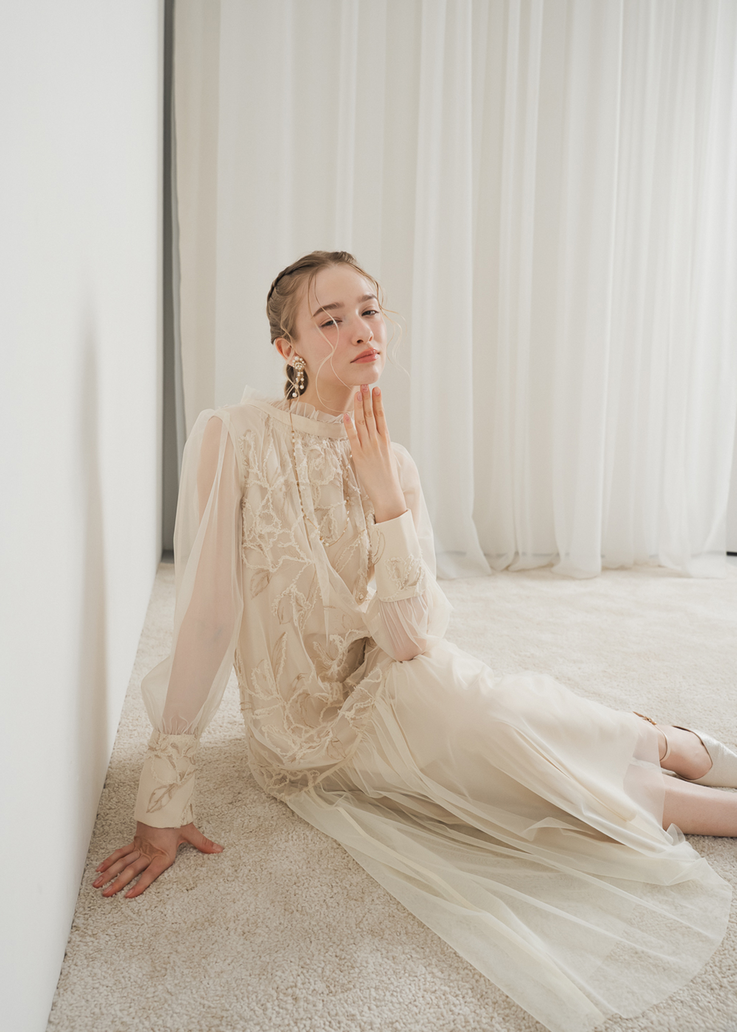 7☆新品☆La cadence フェザーフラワーチュールドレス M 7☆新品☆La