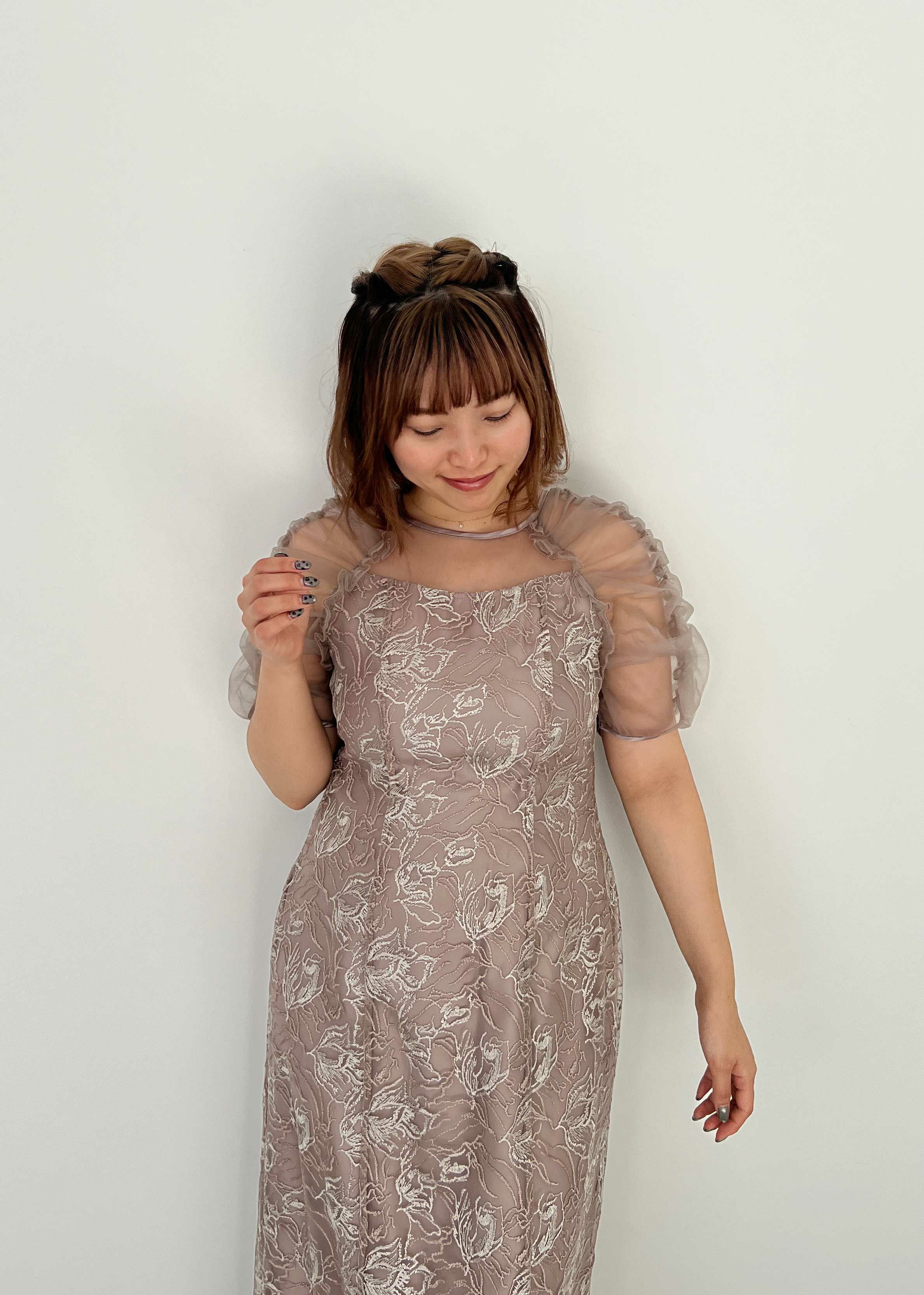 フラワーチュールギャザーパフドレスのドレス|Dorry Doll / LE'RURE