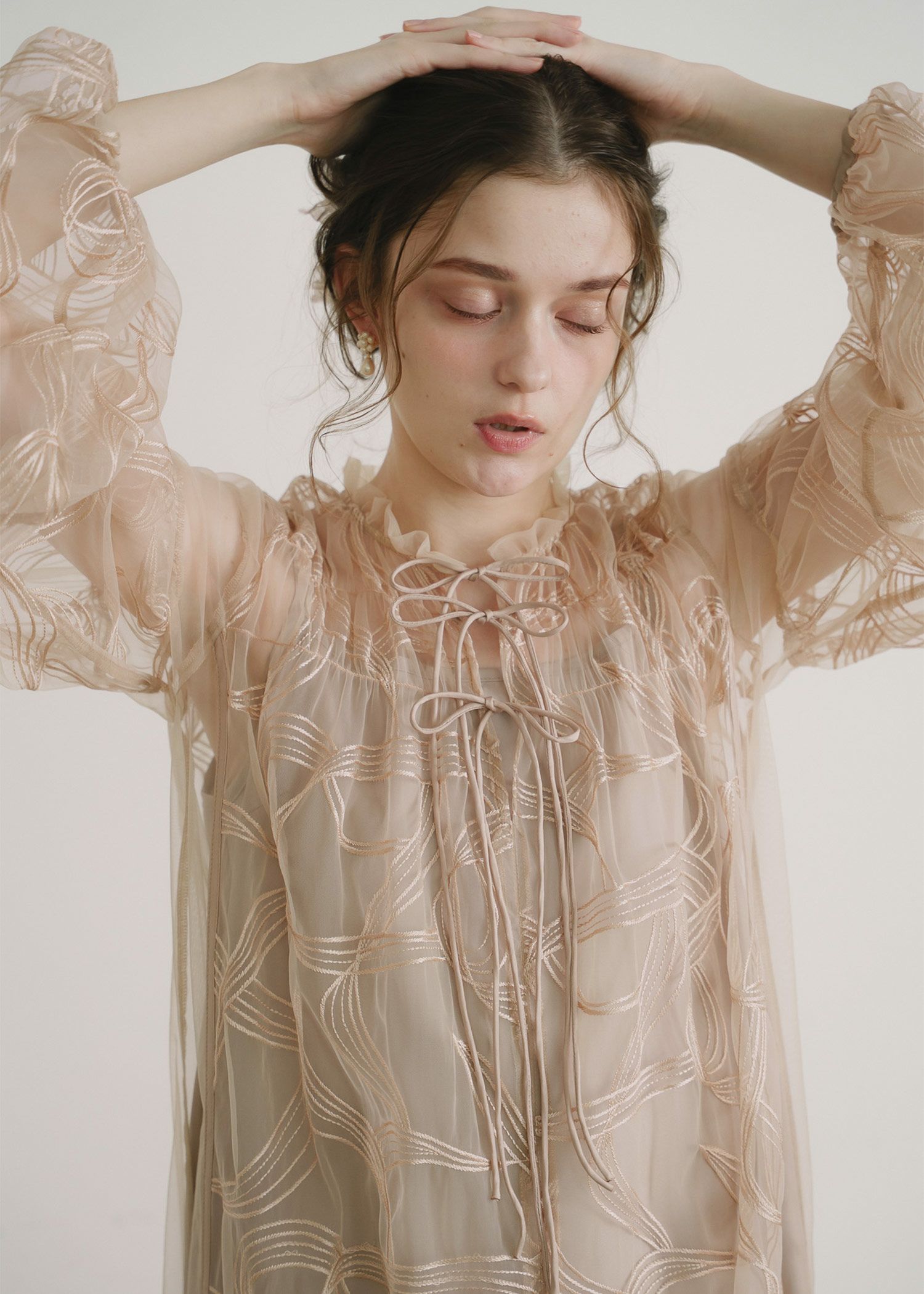 リボンエンブロイダリーレイヤードドレス オケージョンドレス リボン