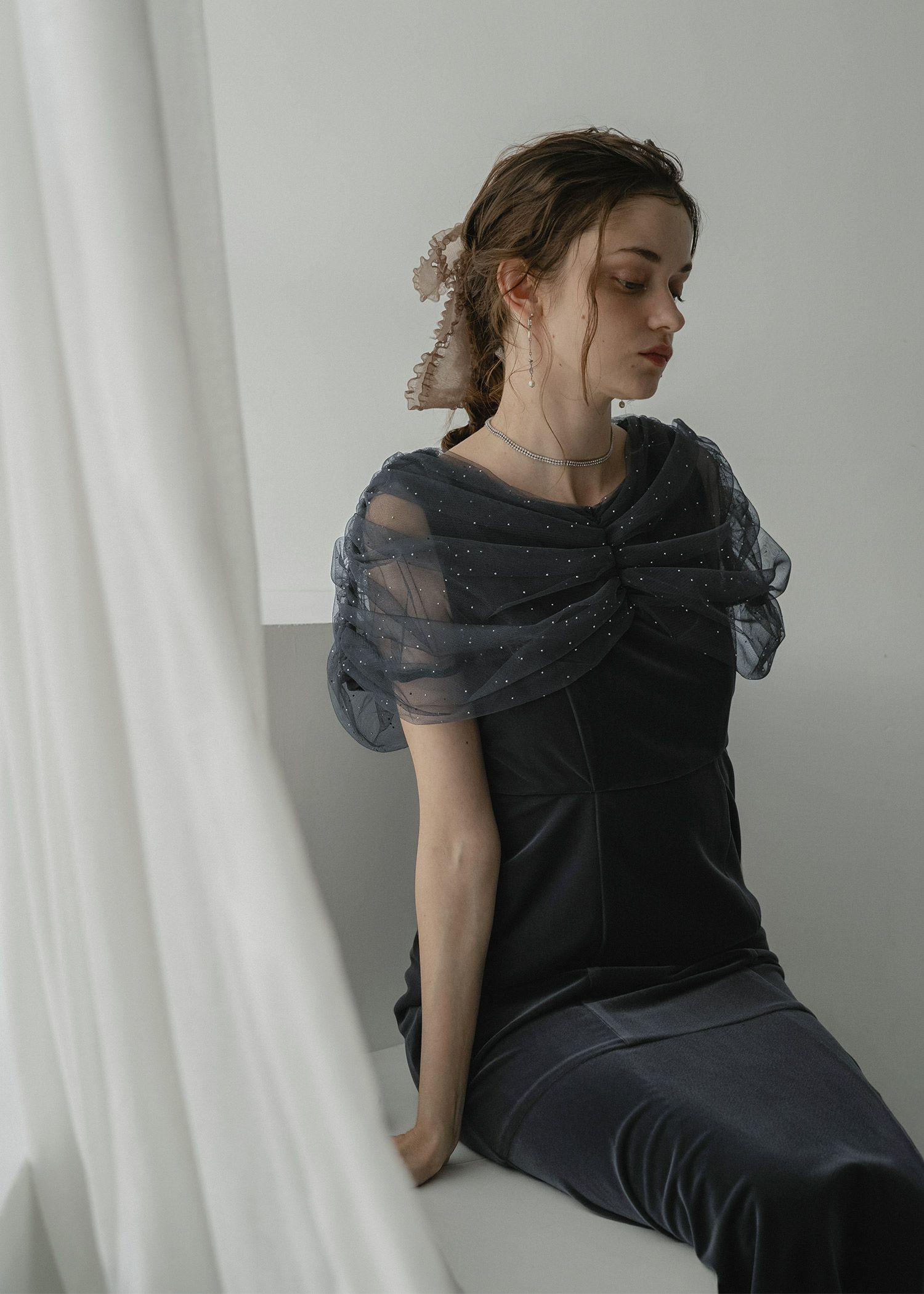 チュールケープデザインマーメイドドレス|DorryDoll