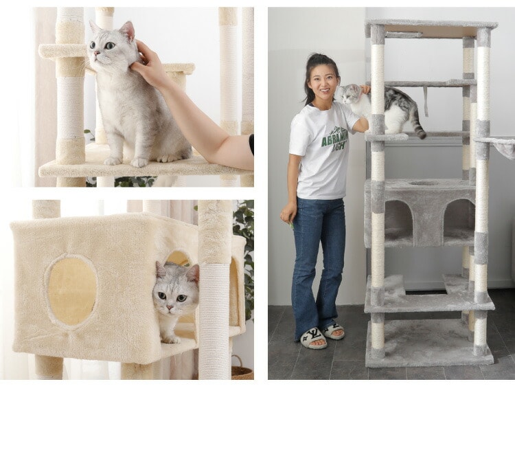 dショッピング |キャットタワー スリム 据え置き 大型猫 ハンモック