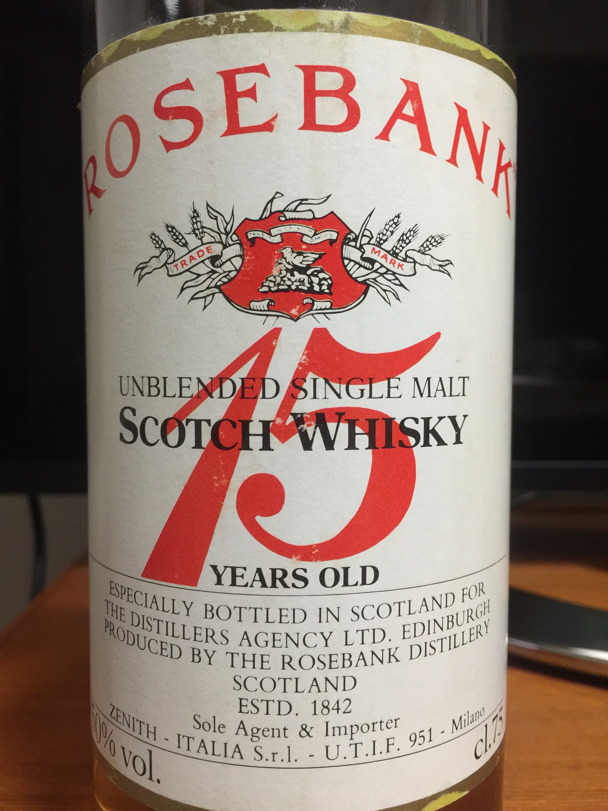 Rosebank 15 years 空瓶 ・空き箱 ゼニス