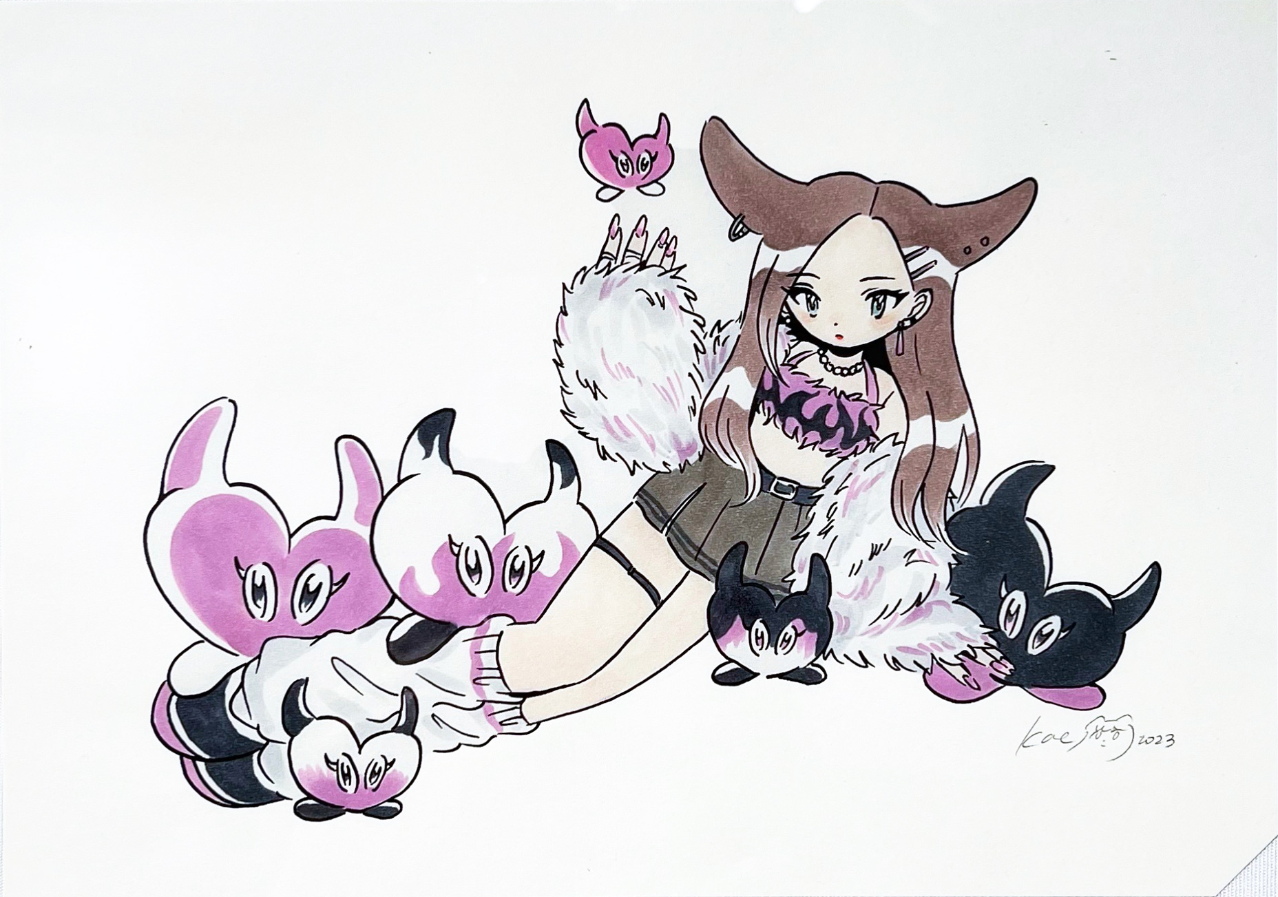 田中かえ イラスト 原画 サイン入り 極美品 hidexヴィレッジヴァン