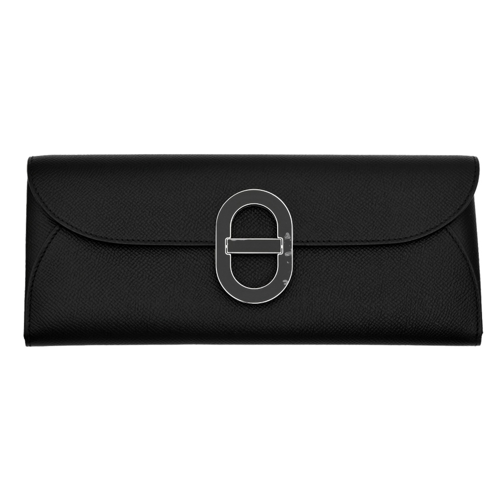 エルメス ブローチ シェーヌダンクル 黒 シルバー エプソン バッチ