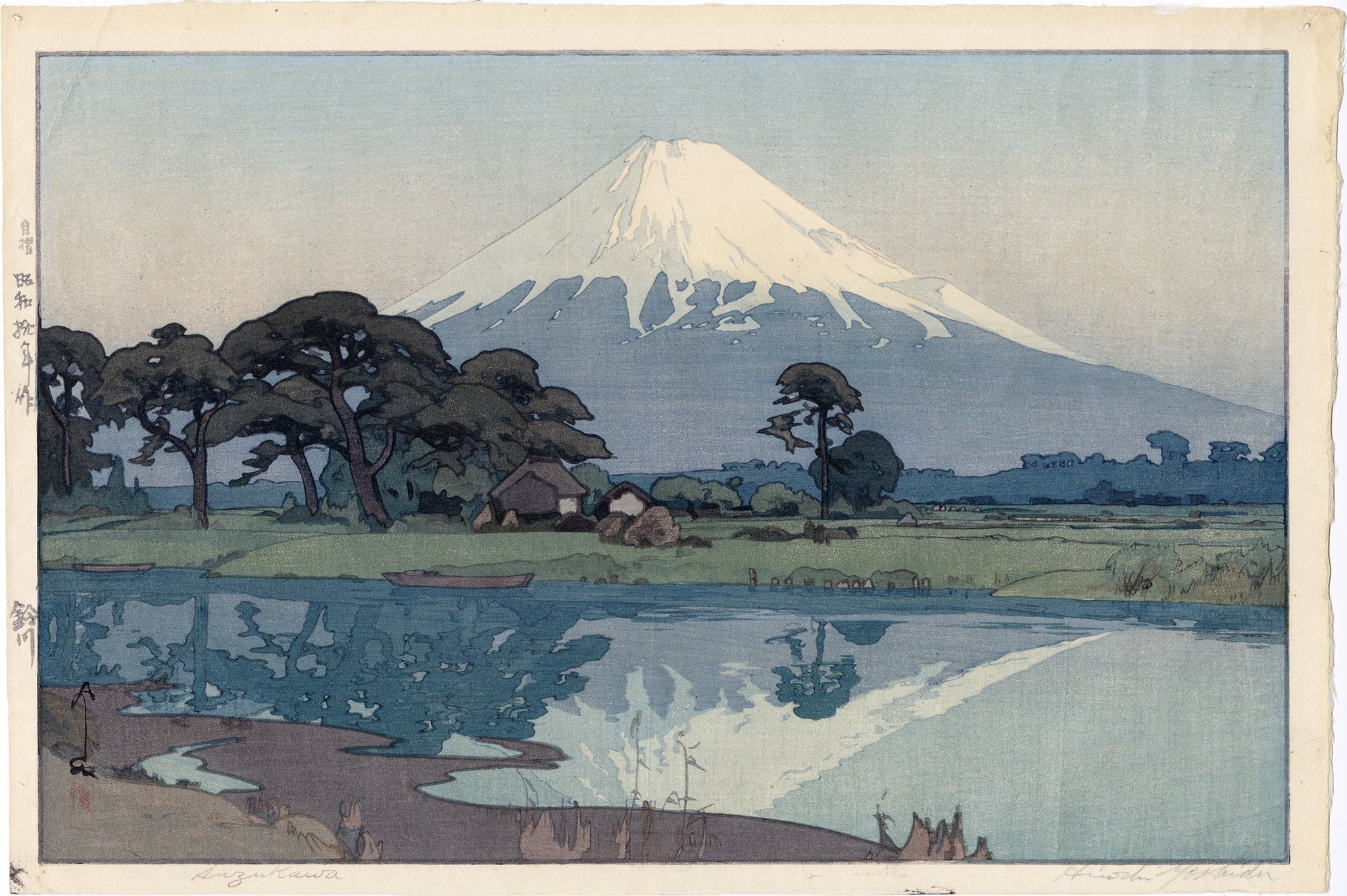 真作】絵画 利之銘 日本画10号 牛車 逸品 S132 真作】絵画 利之銘 日本