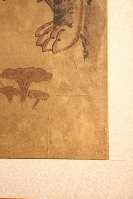 李朝朝鮮民画 在銘虎図 額装 K482｜骨董店 のびる 古美術 骨董 和風