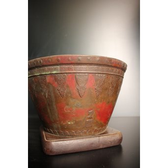 天明鋳物 正田暘谷 斑柴銅 瓶掛/火鉢 H491｜骨董店 のびる 古美術 骨董