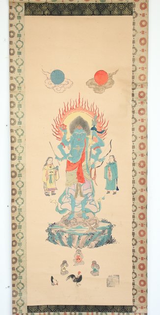 摂州四天王寺庚申堂 青面金剛」彩色木版刷 1枚|和