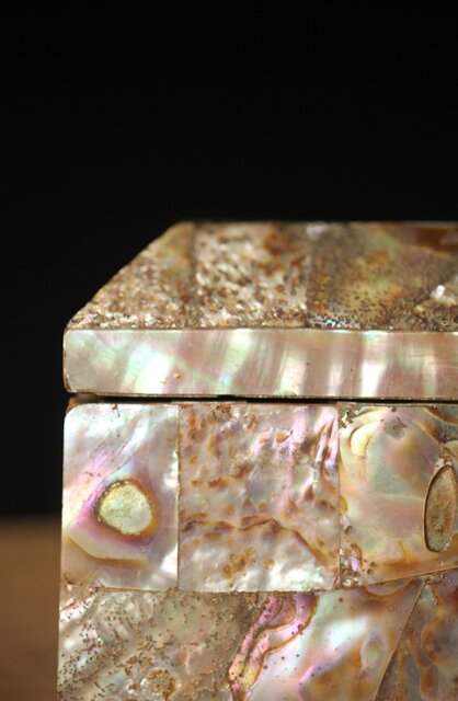 李朝 螺鈿 六角 蓋物 朝鮮美術 古美術 古道具 アンティーク 李朝 螺鈿