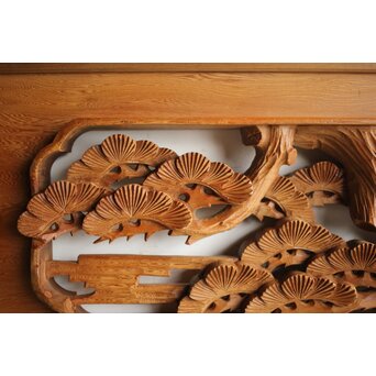 超絶希少☆良品 アンティーク建具 木彫りの両面彫刻 欄間（らんま）松