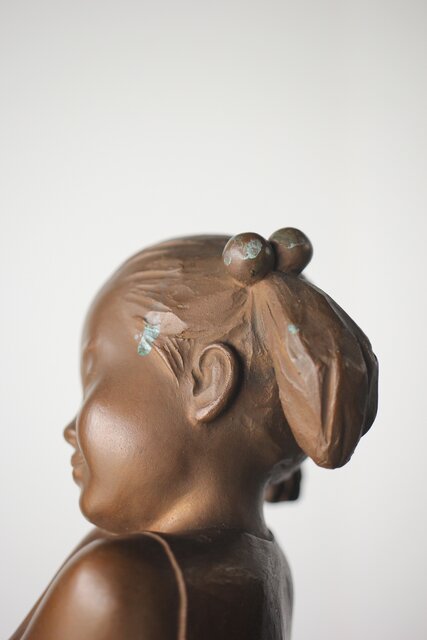 送料無料人気彫刻家加藤豊作愛らしいブロンズ彫刻少女像限定品：10/10