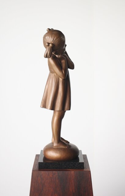 送料無料人気彫刻家加藤豊作愛らしいブロンズ彫刻少女像限定品：10/10