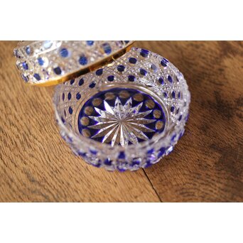 須田秀石 茶懐石用 江戸切子 金彩外蓋葉物碗揃 六客