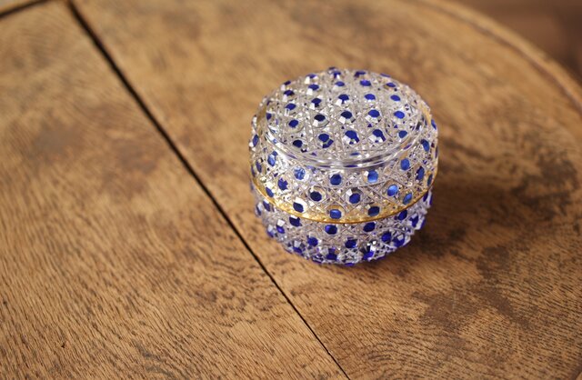 須田秀石⑤ 茶懐石用 江戸切子金彩 外蓋葉物碗 五客セット（6客 中1客