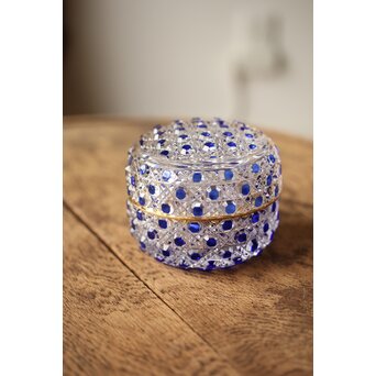 超希少品☆江戸切子 須田秀石 小鉢 瑠璃被 籠目紋（切子、江戸切子