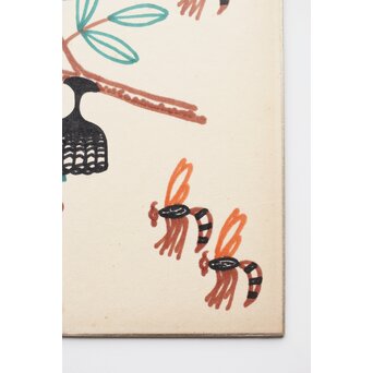 山下清 絵画 蜂 夫婦 縁起物 色紙大 本物 額縁、写真は着きません 山下