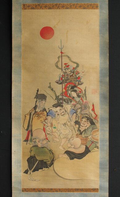 人絵 日本江戸時代肉筆掛け軸6 希少※激安骨董品 X964C15-3 人絵 日本