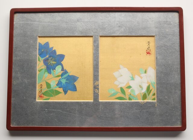 未使用】マーブルアート 「 花 Ⅰ 」 F6 額装品 未使用】マーブル