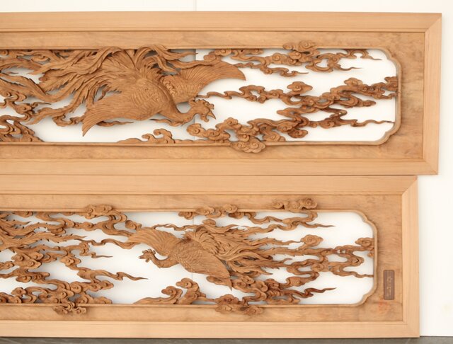 仏教美術 神社仏閣 欄間 残欠 装飾部品 希少 金彩 飾り木彫り 96】寺院旧蔵