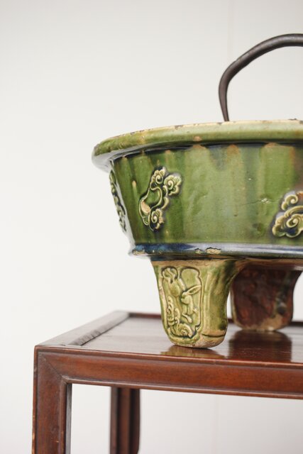 ルス織部 龍兎紋 水盤/瓶掛 P388｜骨董店 のびる 古美術 骨董 和風建具