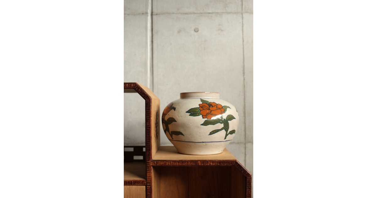 徳力孫三郎 花図 壺 P525｜骨董店 のびる 古美術 骨董 和風建具 蔵戸