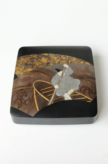 輪島塗 井波喜六斎 光琳蒔絵硯箱 Q382｜骨董店 のびる 古美術 骨董