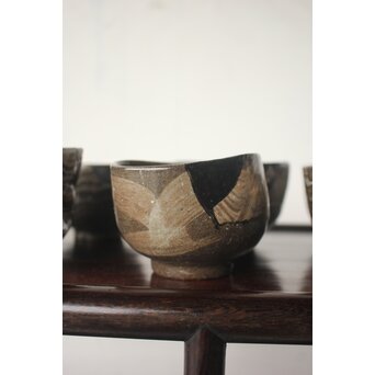 刷毛目 木原茶碗 11個1組 P614｜骨董店 のびる 古美術 骨董 和風建具