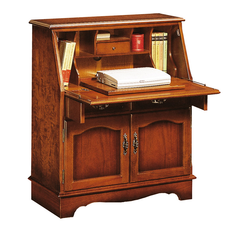 カリモクコロニアル木製クラシック電話台 ライティングビューロ ろくろ