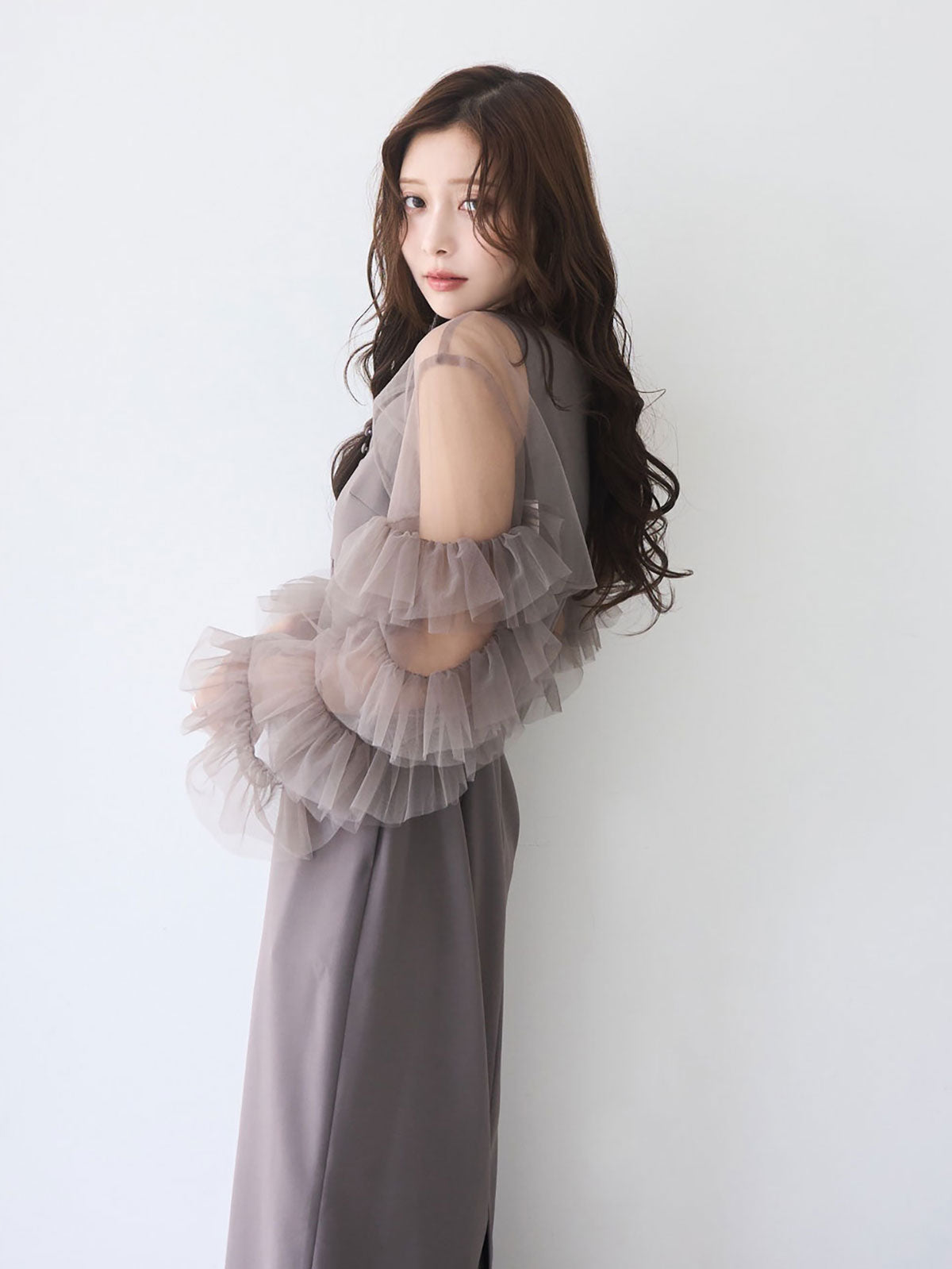 ラッフルスリーブチュールボレロSETキャミドレス